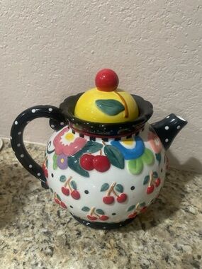 Mary Engelbreit Cherries Teapot Oh So Breit Polka Dots ME 2004